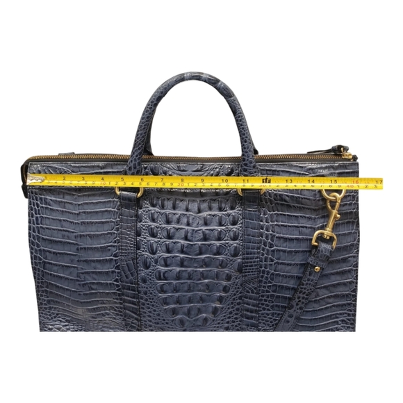 BRAHMIN Duxbury Weekender Leather Travel Bag Blue Melbourne - Picture 12 of 16